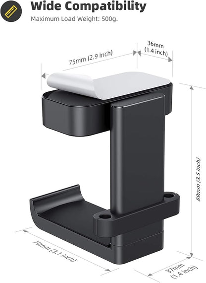 Lamicall Headphone Stand, Headset Hanger - 360 Degree Rotation Earphone Hook Holder Mount, Table Headphone Stand with Cable Organizer, Gaming Headset Clamp for HyperX, Razer, Sony, Sennheiser - Black