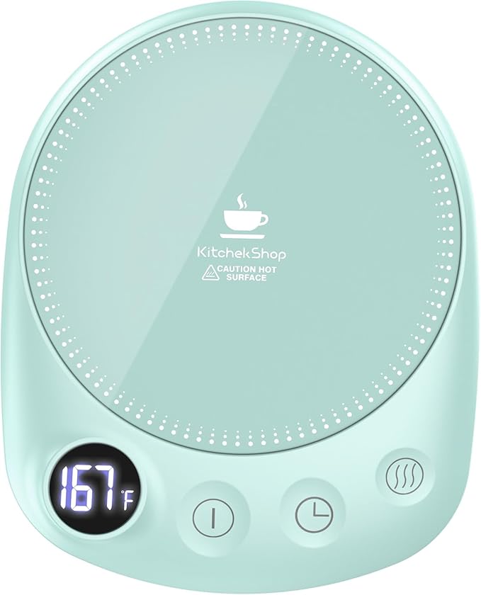 Coffee Mug Warmer - Fastest Heating & Highest Temperature, Coffee Cup Warmer for Desk Auto Shut Off, 4 Temp Settings & 1-12H Timer, Smart Electric Beverage Warmer for Coffee, Tea (Green)
