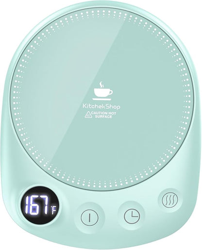 Coffee Mug Warmer - Fastest Heating & Highest Temperature, Coffee Cup Warmer for Desk Auto Shut Off, 4 Temp Settings & 1-12H Timer, Smart Electric Beverage Warmer for Coffee, Tea (Green)