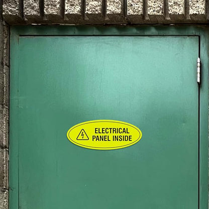 Signs ByLITA Oval Electrical Panel Inside Sign (Black/Gold) - Small 2 Pack