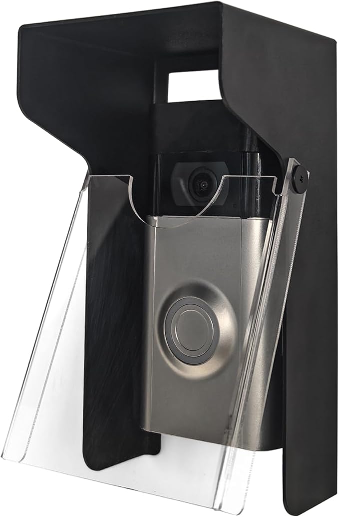 Flip Video Metal Doorbell Rain Cover Sun Shield Hood Plate, Weather Protection Cover Compatible for most doorbells