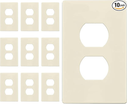 ENERLITES Duplex Outlet Receptacle Cover, Screwless Wall Plate, Standard Size, 1-Gang 4.68" x 2.93", Unbreakable Polycarbonate Thermoplastic, UL Listed, SI8821-LA-10PCS, Light Almond, 10 pack