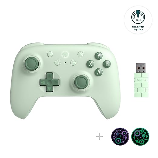 8Bitdo Ultimate 2C Hall Effect Joysticks and Hall Triggers Wireless Controller for Windows PC and Android, with Remappable L4/R4 Bumpers, Turbo function & Rumble vibration (Green)