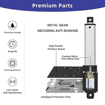 2 Inch 9lbs Mini Stroke 12V Electric Linear Actuator 0.6"/sec Linear Motion Actuator with Brackets for Cabinets, Robotics, Home Automation, Window Opener(40N, 50mm)