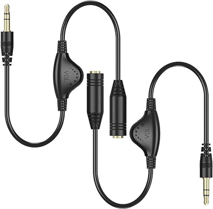 PChero 3.5mm Headphone Extension Cables, 2pcs 3.5mm Male to Female Stereo Audio Extension Cord with Volume Adjustment Control for Smartphone Tablets MP3 Players - 10inch