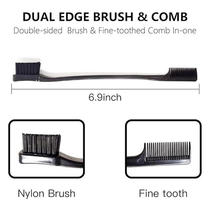 Goiple Edge Control Wax for Women Strong Hold Non-greasy Edge Smoother Strawberry Scent (4oz Edge Control + 0.7oz Travel Szie Edge Control Wax + Edge Brushes*2+Tie Band*2)