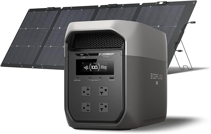 EF ECOFLOW Portable Power Station DELTA 3 MAX with 220W Solar Panel, 3400W X-Boost Output, Ultra-Fast 0-80% Charging in 1.13 Hr, Home Backup & RV Camping