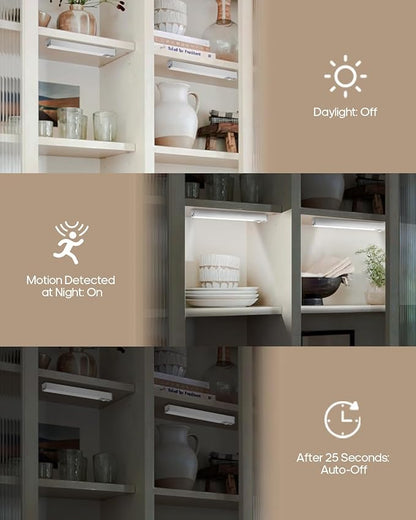 Goodea 6 Pack Led Under Cabinet Lights Wireless with Charging Station, 7’’ Rechargeable Motion Sensor Light Indoor, Dimmable Closet Lights for Cabinets, Bookshelf, Stair, Hallway