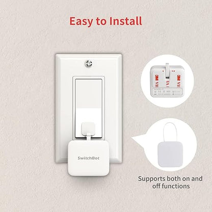SwitchBot Smart Switch Button Pusher (White)-Bluetooth Fingerbot for Rocker Switch/One-Way Button, Automatic Light Switch, Timer and APP Control, Works with Alexa & WiFi When Paired with SwitchBot Hub