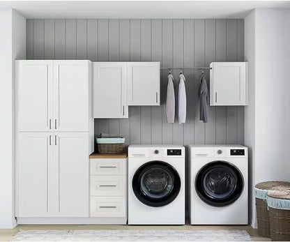 Wall Kitchen Cabinets, RTA Cabinets, White Shaker Cabinet, Wall Mounted, RTA Upper Cabinet, Modern for Kitchen and Bathroom with Door, 15" W x 30" H x 12" D