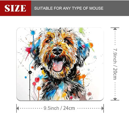 A Dog with Messy Drawings Square Mouse pad, Texture, Waterproof, Anti Slip Rubber Base, Computer Mouse pad, Laptop Mouse pad