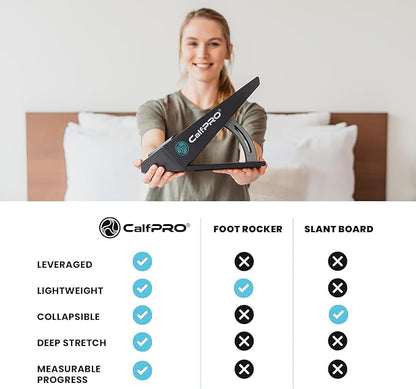 CalfPRO® Deepest Calf Stretcher for Plantar Fasciitis Relief. Deep Heel Lock Stretch Device for Tight Calves, Achilles, Hamstrings, & Foot Pain. Portable Mobility Tool for Athletes & Everyday Use