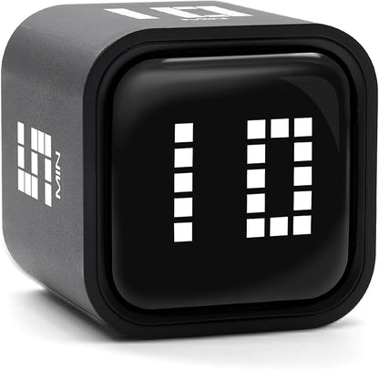 Rotating Productivity Timer 5, 10, 30, 60 Minutes Preset, Desk Cube w/Gravity Sensor for ADHD, Mute Functions, Ideal for Work, Study, Kitchen, Back to School (Black)