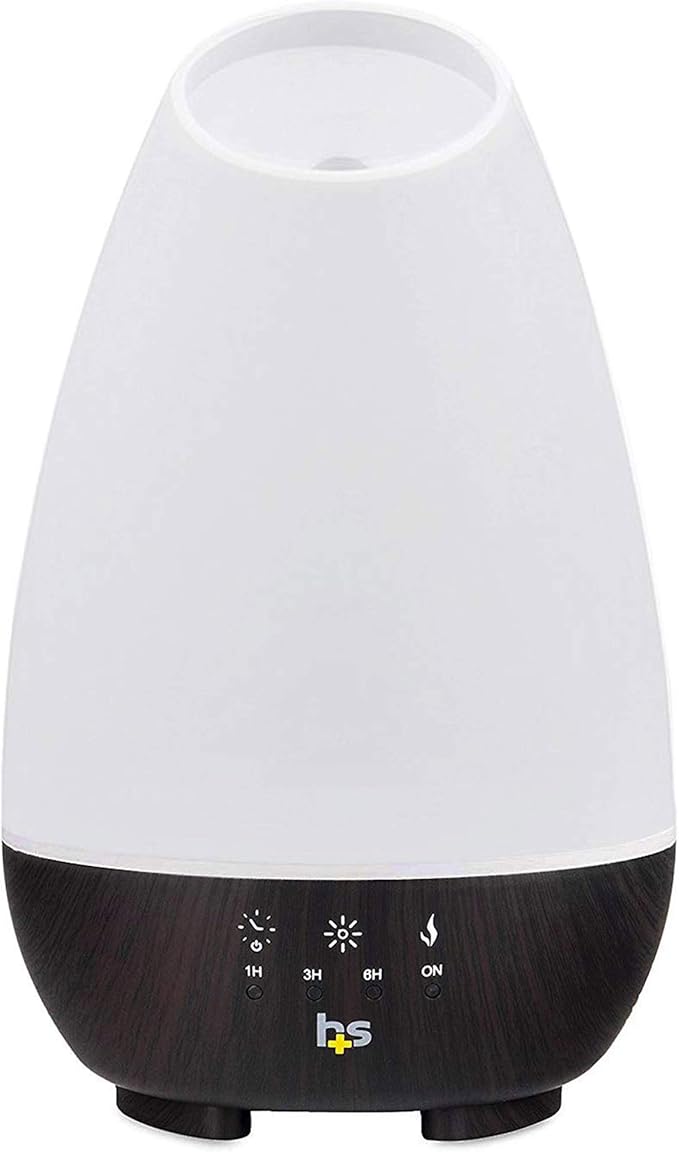 HealthSmart 500ML Essential Oil Diffuser for Large Rooms, Cool Mist Humidifier and Aromatherapy Diffuser, Adjustable Timer, Mist Mode and 7 LED Light Colors, White (Pack of 1)