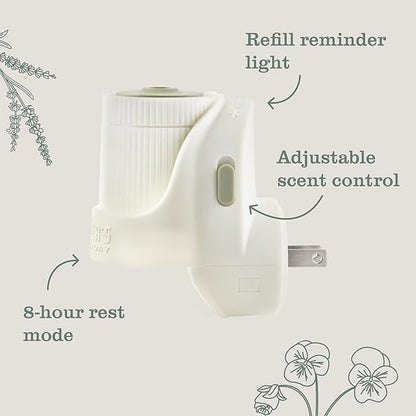 MRS. MEYER'S Clean Day Premium Scented Oil Diffuser, Wall Plug in Air Freshener, Aromatherapeutic Home Scent Device, Automatic Shut-Off and Adjustable Scent Control, Refills Sold Separately