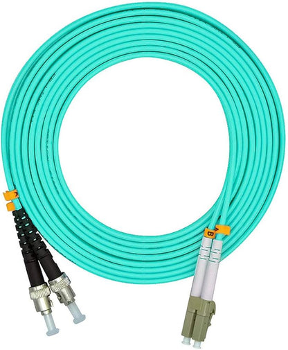 Jeirdus 10 Meters 33ft LC to ST Duplex 50/125 10G OM3 Multi-Mode Fiber Optic Cable Jumper Optical Patch Cord LC-ST