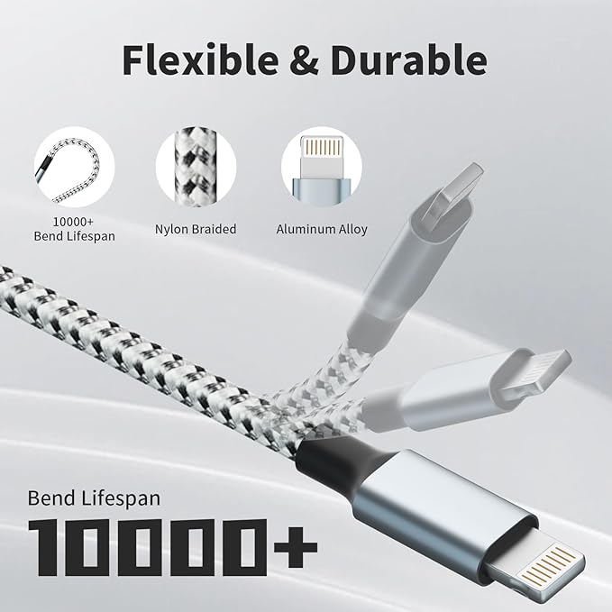 USB C Multi Charging Cable, (2 Pack 4FT), 3 in 1 Charging Cable Nylon Braided Universal Charger Cable with Type-C, Micro USB,IP Port for iPhone16/15 Series/Cell Phones & Pads and Other Devices