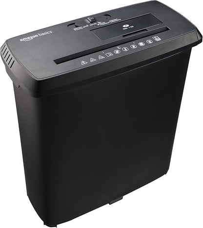 Amazon Basics Paper Shredder for Home and Office, 8-Sheet Strip Cut, CD/ Credit Card Shredder, 3.4 Gallon Wastebasket , Black