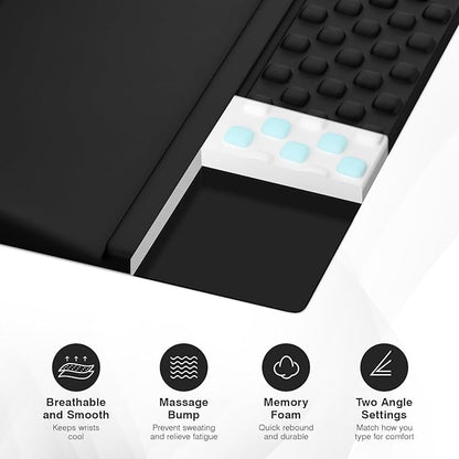 Ospelelf Ergonomic Mouse Pad and Keyboard Stand Wrist Rest Set, Memory Foam Comfort, Pain Relief for Typing, Office Desk Accessories, Black