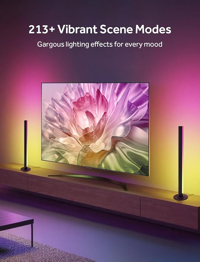 Smart LED Light Bars, RGB Light Bar for Room, 16 Million Colors & 213 Preset Modes Gaming Lights, Remote Control & App Control, Dynamic Music Sync Mode TV Backlight, USB Powered Ambient Lighting