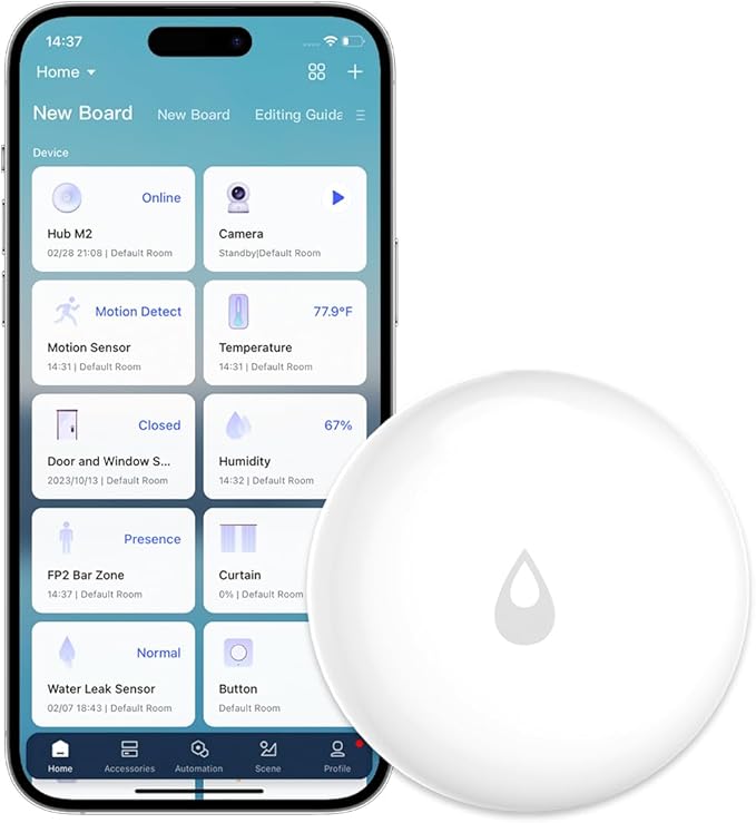 Aqara Water Leak Sensor, Zigbee Wireless Water Leak Detector for Alarm System and Smart Home Automation, Requires AQARA HUB, App Notifications, for Kitchen, Bathroom, Basement, Works with IFTTT