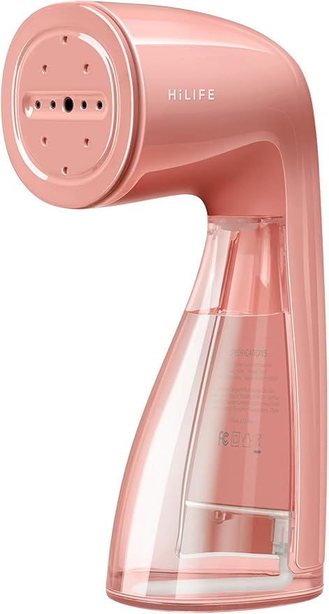 HiLIFE Steamer for Clothes, 1100W Clothes Steamer, Fast Wrinkle Removal with Large 300ml Tank, Ideal for All Fabrics, Easy to Use, Compact and Portable Travel Garment Steamer-Pink
