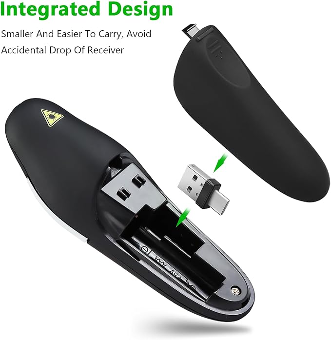 Presentation Clicker Remote, Type C&USB Wireless Presenter, PowerPoint Clicker, Slide Advancer Control for Mac︱ Windows︱ Laptop, Support PPT︱Keynote︱Google Slides