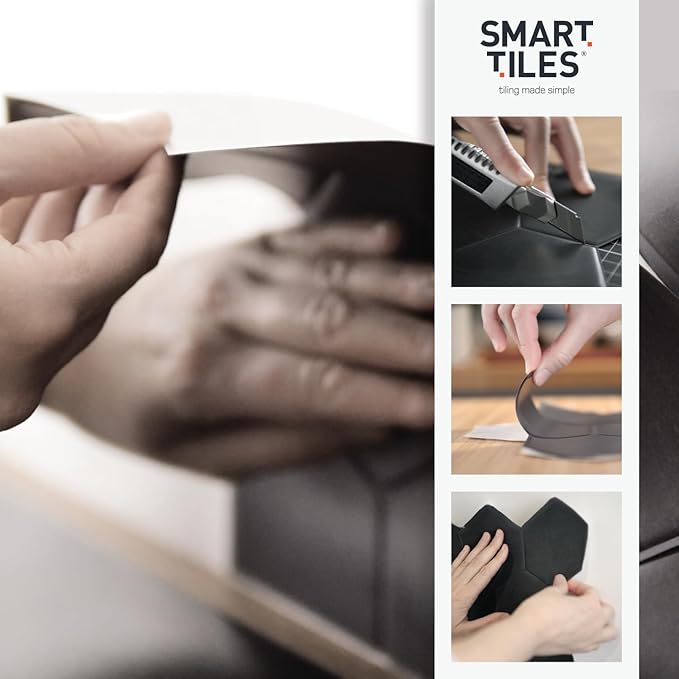 Smart Tiles Peel and Stick Backsplash - X-Large 5 Sheets of 22.56'' x 11.58'' - 3D Adhesive Peel and Stick Tile Backsplash for Kitchen, Bathroom, Wall Tile