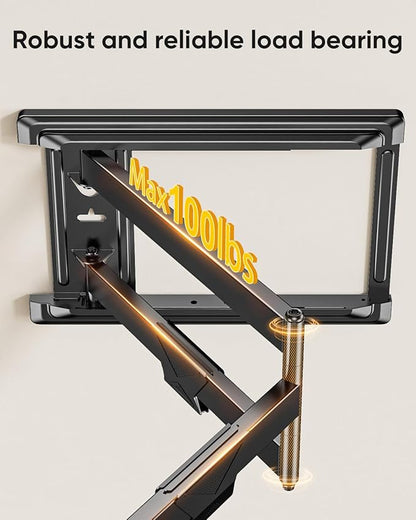 FORGING MOUNT Long Arm TV Mount for Most 37-75 Inch TVs, 30 Inch Long Extension Arm Corner TV Wall Mount, Full Motion Wall Mount Swivel, Tilt, Articulating VESA 600X400mm,Holds up to 100lbs