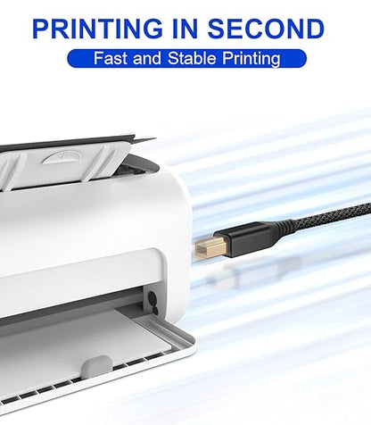sweguard Printer Cable 6.6ft 2-Pack, USB Printer Cord USB 2.0 Type A Male to B Male Cable Scanner Cord High Speed Compatible with HP,Canon,Dell,Epson,Brother,Lexmark,Xerox,Samsung and Piano,DAC-Black