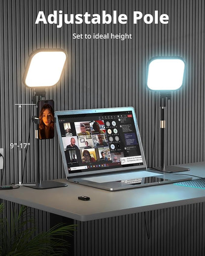 UBeesize Zoom Lighting for Computer, Video Conference Lighting for Video Calls, Desk Light with Stand and Phone Holder for Webcam, Home Office, Podcast, Online Meetings, Live Streaming（2 Pack