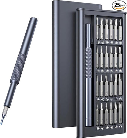 Card Holder 25-IN-1 Precision Small Screwdriver Set, Professional Mini Bit Tool Set for Glasses, Watch, Ring Doorbell, Electronic，Computer，high-strength steel Screw Driver，Magnetic，Gift for Mens