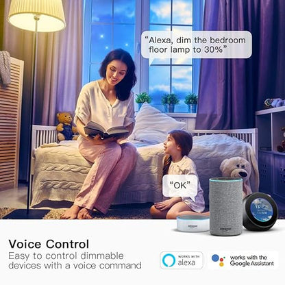 TREATLIFE Dimmable Smart Plug 2 Pack, 2.4GHz Smart Plug Works with Alexa, Google Home and SmartThings, for Dimmable LED, CFL, Incandescent and Halogen Lamps, Sunrise and Sunset Simulation, Sleep Aid