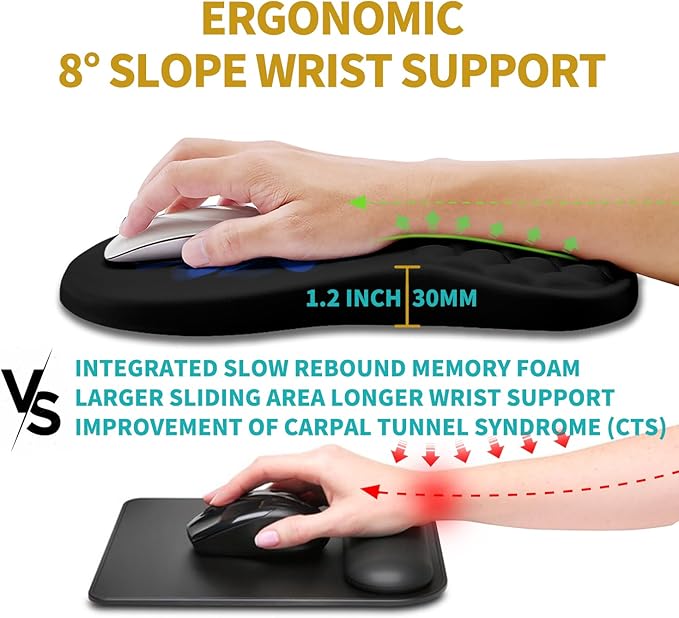 Hokafenle Ergonomic Mouse Pad Wrist Support, Wrist Rest Mousepad for Carpal Tunnel Pain Relief with Integrated Memory Foam Slope Massage Bulge (11.8x7.9 inch,Butterfly Lotus Floral