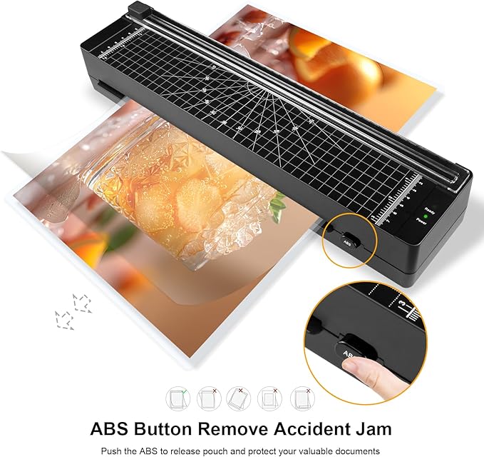 Laminator Machine 9-inch Includes 10pcs ，Laminating Sheets with Corner Rounder，Quick Warm-up， Ideal for Teachers Home Office Portable Lamination Machine