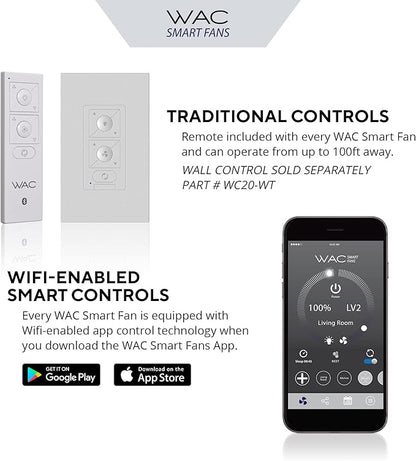 Rotary Indoor and Outdoor 5-Blade 65in Smart Home Ceiling Fan in Matte Black Soft Brass with 2700-3000-4000-5000K Selectable LED Light Kit and Remote Control works with iOS or Android WAC App