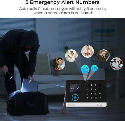 Wireless Home Security Aystem,24Pcs DIY Kit with Door/Window Sensors,Motion Sensors Detectors,SOS Button,Remote,APP Insta Alert Compatible with Alexa,for Smart Life or Tuya APP,NO Monthly Fees