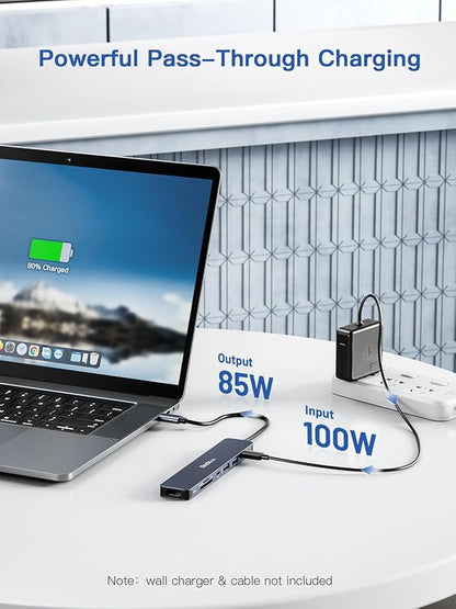 USB C Hub, dockteck 7 in 1 Multiport USB C Adapter with 4K HDMI, 100W PD, 5 Gbps USB-C, 2 USB-A Data Ports, SD/TF Card Reader for MacBook Pro/Air, iPad Pro, Surface Pro, Steam Deck, XPS, HP