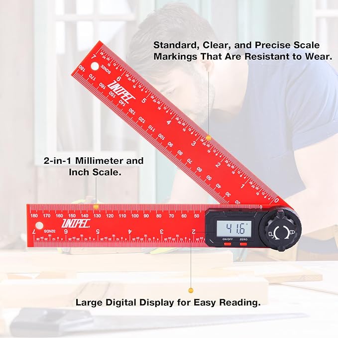 Digital Angle Finder Protractor, 7" / 200 mm Angle Measuring Tool with LCD Display, Angle Finder Ruler for Woodworking, Carpenter, Construction & DIY Projects