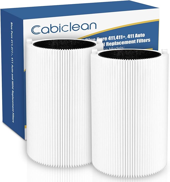 Blue Pure 411 Replacement Filters Compatible with Blueair Blue Pure 411 Genuine, 411+, 411 Auto and MINI Air Purifier, Include 2 Particle and 2 Activated Carbon