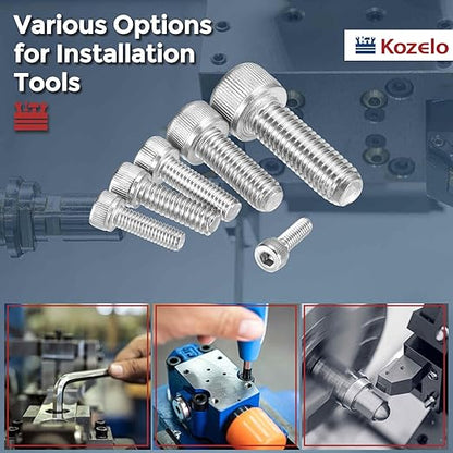 Kozelo 50pcs Socket Head Cap Screws - [M1.6-0.35 x 6mm] 304 Stainless Steel Allen Socket Drive for Electrical Motor 3D Printing Fan Engine Replacement Use, Silver