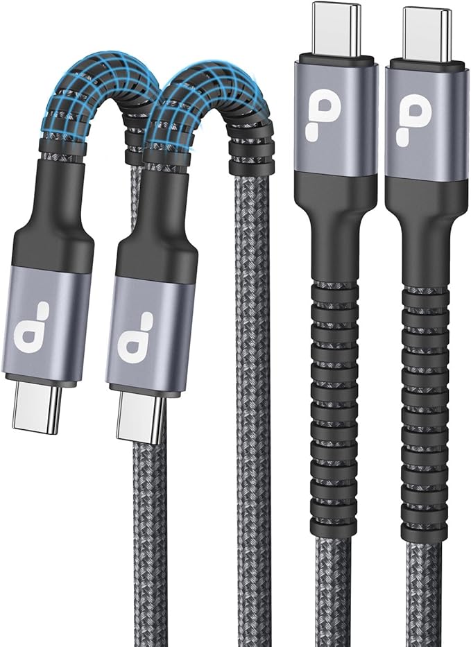 PRAKIE USB C Cable 3FT, 2Pack USB-C to USB-C Charger Cable, USBC Fast Charging Nylon Braided USBC iPhone Charger Cord Compatible with iPhone 16/15/Pro Max/PlusSamsung Galaxy S23/LG and More