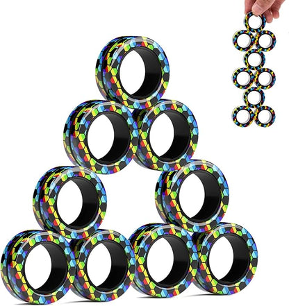 Magnetic Rings Fidget Toys Pack, Idea ADHD Fidget Toys, Adult Fidget Spinner Rings for Anxiety Relief Therapy, Great Gift for Adults Teens Kids 12 14 Years Old (9PCS)