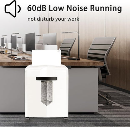 Bonsaii Micro Cut Shredder, Portable with a Convenient Handle, shredding up to 12 Sheets, P-4 Security Level, 60 Min Continuous, CD/Credit Card, Jam-Proof, 4.2 Gal Bin, White/Gray