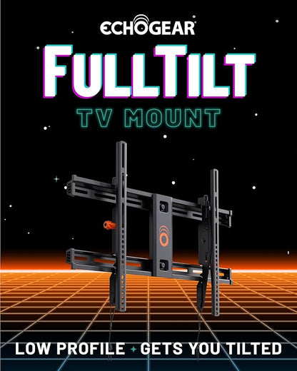 ECHOGEAR Wall Mount TV Bracket for TVs Up to 90" - Low Profile Design Tilts to Eliminate Glare - Includes Drilling Template & Can Be Leveled After Install - UL Listed for Safety