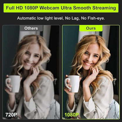 Webcam with Ring Light Microphone - Streaming Web Camera, 1080P Full HD Pro Camera for PC Mac Laptop Desktop, USB Computer Webcam with Privacy Cover and Tripod for Zoom Meeting Skype Teams Twitch