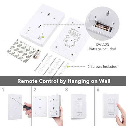 BN-LINK Mini Wireless Wall-Mounting Remote Control Outlet Switch Power Plug in for Household Appliances, Wireless Remote Light Switch, LED Light Bulbs, White (3 Outlets)