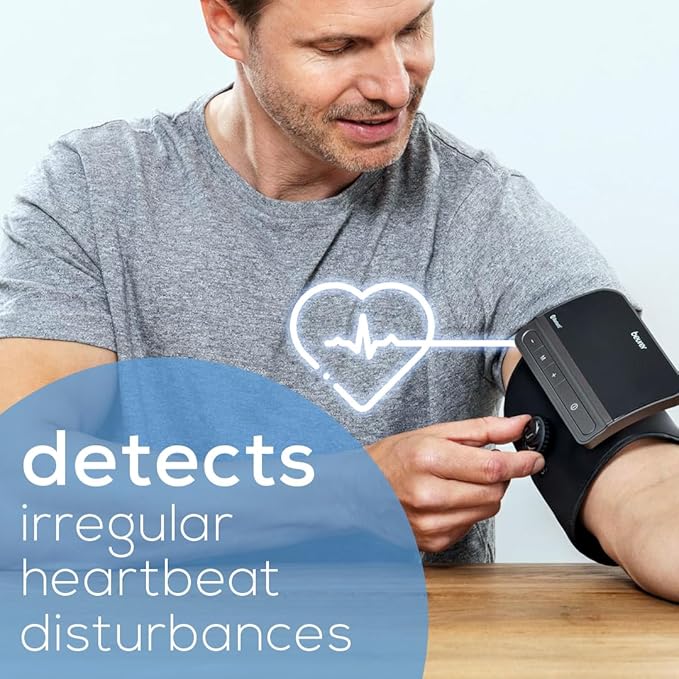 Beurer BM81 easyLock Automatic Upper Arm Blood Pressure Monitor, Smart Cuff Without Cables for Fast Measurement, Data Transfer to Apple Health and co., Bluetooth, 240 Memory Sets