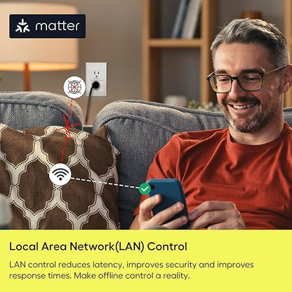 Minoston Matter Smart Plug, Smart Outlet Compatible with Alexa, Apple Home, Google Home, SmartThings, App and Voice Control, 100% Privacy, 2.4G Wi-Fi Only, White, 4 Pack