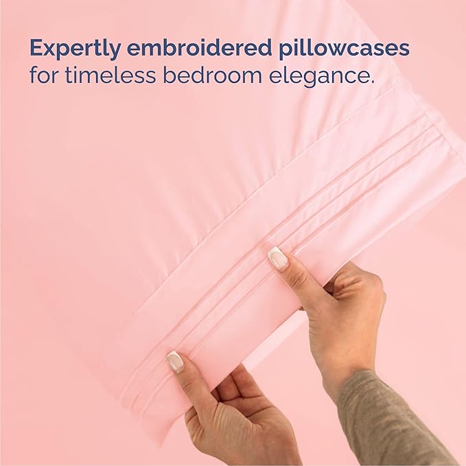 Queen Size 4 Piece Sheet Set - Comfy Breathable & Cooling Bed Sheets Set - Hotel Luxury Bedding for Women, Men, Kids, Teens, Boys & Girls - Deep Pockets, Soft and Wrinkle Free - Oeko-Tex - Baby Pink
